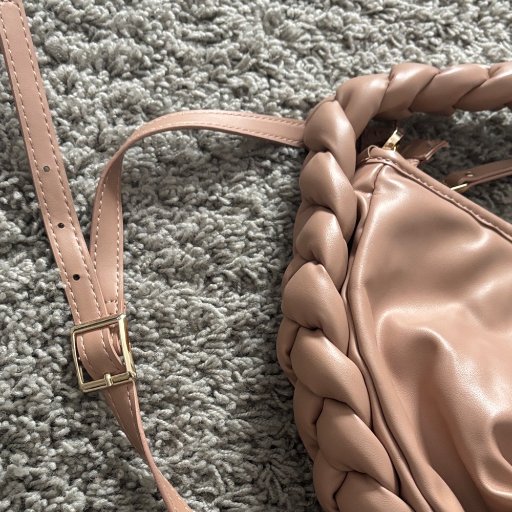 Madden NYC Luxurious Braided Handle Hobo Bag in Nude - Picture 10 of 10